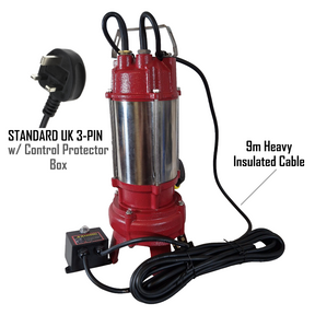 1100W Submersible Sewage Pump Heavy Duty  w/ Debris Grinder 248L/min 220v