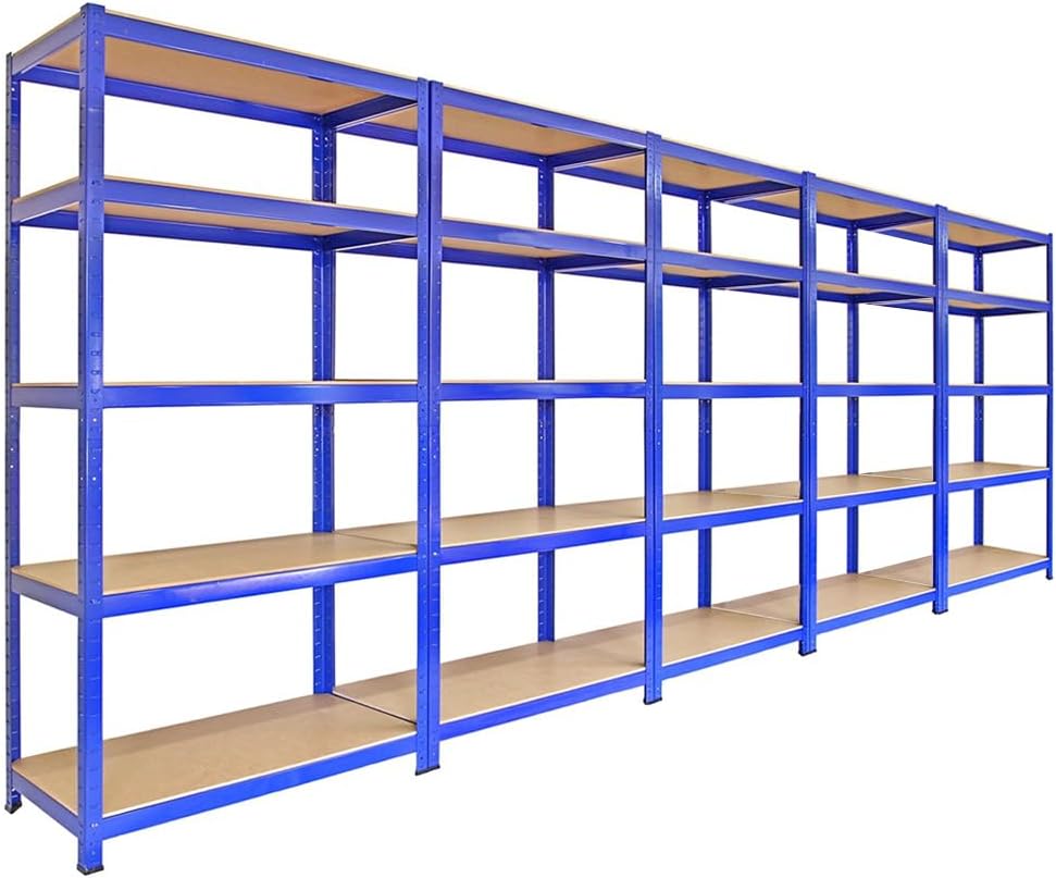 5 x 90 cm Blue Storage Racks – 4,200 kg Capacity – Includes Bay Connectors and Mallet