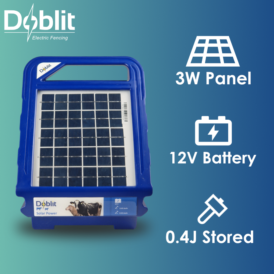 Doblit Solar Energiser 0.4J 6km Electric Fence Energiser