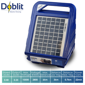 Doblit Solar Energiser 0.4J 6km Electric Fence Energiser