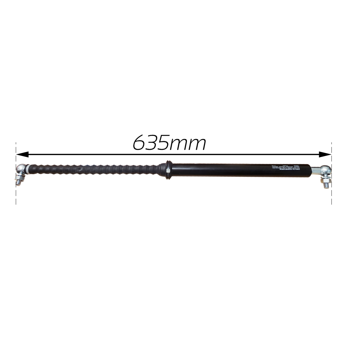 Gas Strut Horse Box Rear Ramp 2500N 635mm w/ M10 Ball Joint
