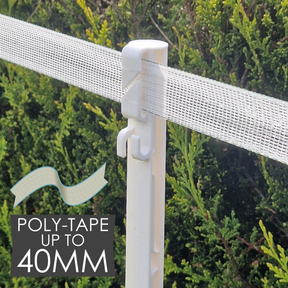 Doblit 156cm Poly Posts Heavy Duty Plastic Stake with 14 Insulators & Double Sided Step (White)